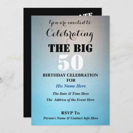 Invitation Hommes - Célébration du BIG 50 - (Devant / Derrière)