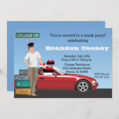 Invitation Hommes College Trunk Party Graduation Départ (Devant / Derrière)