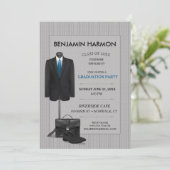 Invitation Hommes costume Pinstripe Masculine Business Gradua (Debout devant)