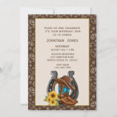 Invitation Hommes Cowboy Boots Horseshoe Anniversaire Invitat (Devant)