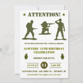 Invitation Hommes de l'armée verte, Militaire, Fête d'anniver (Devant)
