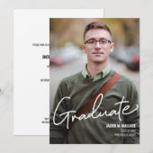 Invitation Hommes Gradué Photo Fête Personnalisée (Devant / Derrière)