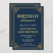 Invitation Hommes Marine bleu Anniversaire dîner 43e annivers (Devant / Derrière)