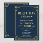 Invitation Hommes Marine bleu Anniversaire dîner 47e annivers (Devant / Derrière)