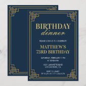 Invitation Hommes Marine bleu Anniversaire dîner 73e annivers (Devant / Derrière)