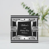 Invitation Hommes Noir Argent Fête Anniversaire Métal Studs L (Debout devant)