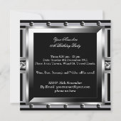 Invitation Hommes Noir Argent Fête Anniversaire Métal Studs L (Dos)