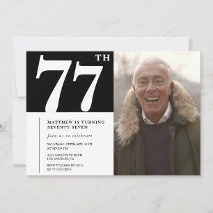 Invitation Hommes noir et blanc 77e anniversaire