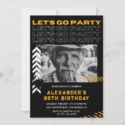 Invitation Hommes noirs Allons fêter les 88 ans (Devant)