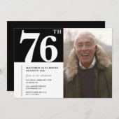 Invitation Hommes noirs et blancs 76e anniversaire (Devant / Derrière)