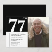 Invitation Hommes noirs et blancs 77e anniversaire (Devant / Derrière)