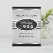 Invitation Hommes Vintage 60ème Argent Metal Noir Anniversair (Debout devant)