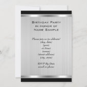 Invitation Hommes Vintage 60ème Argent Metal Noir Anniversair (Dos)