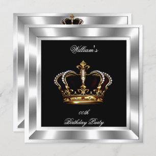 Invitation Hommes's Elegant Black Silver Anniversaire Prince 
