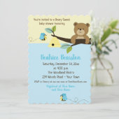 Invitation Honey Bear et Boy Bumble Bee Baby shower Invitatio (Debout devant)