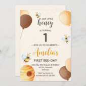 Invitation Honey Bee 1ère fête d'anniversaire (Devant / Derrière)
