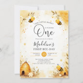 Invitation Honey Bee-Day Watercolor Photo Arch 1st Birthday (Devant)