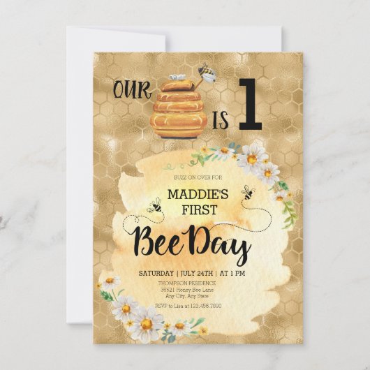 Invitation Honey Bee fête d'anniversaire (Devant)