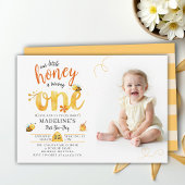 Invitation Honey Bee Heart Whimsical Cute Photo 1st Birthday