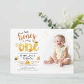 Invitation Honey Bee Heart Whimsical Cute Photo 1st Birthday (Debout devant)