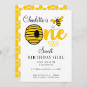 Invitation Honey Bee Hive Honey Comb First Birthday Invitatio (Devant / Derrière)