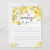 Invitation Honey Bees Yellow Floral Time Capsule Message Card (Devant)