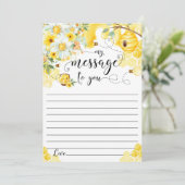 Invitation Honey Bees Yellow Floral Time Capsule Message Card (Debout devant)