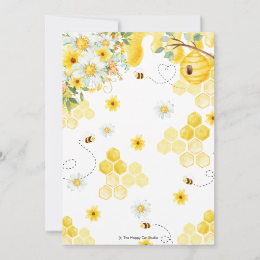 Invitation Honey Bees Yellow Floral Time Capsule Message Card (Dos)
