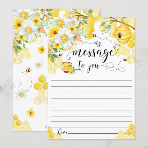 Invitation Honey Bees Yellow Floral Time Capsule Message Card