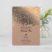 Invitation Honey Beige Champagne Golden Sparkle Lights Party (Debout devant)