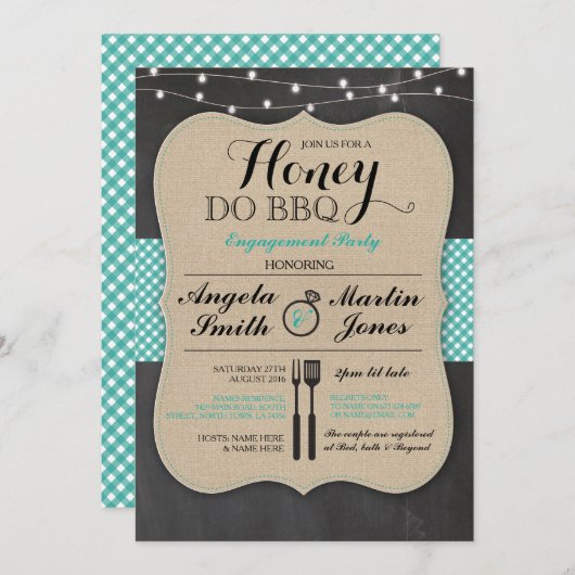 Invitation Honey Do BBQ Engagement Party I Do Couples Invitat (Devant / Derrière)