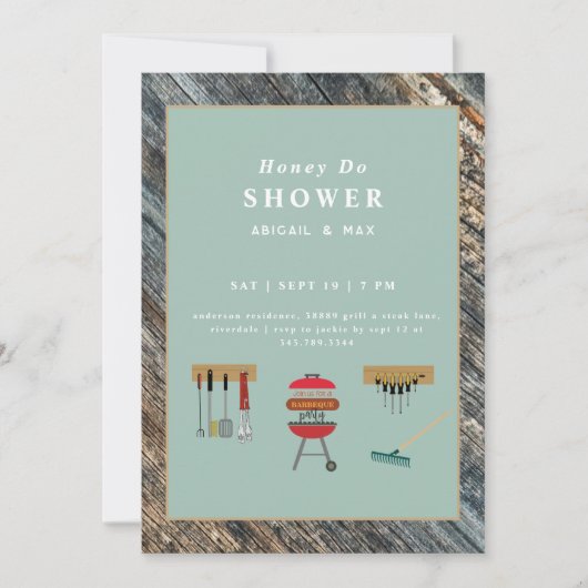Invitation Honey Do BBQ Sage Couples Wedding shower (Devant)