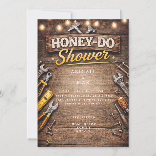 Invitation Honey Do Couples Rustic Bridal Shower (Devant)