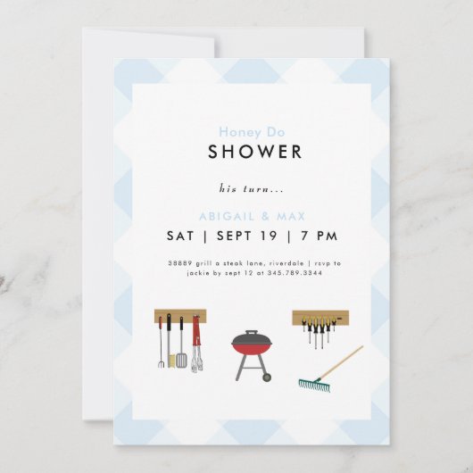 Invitation Honey Do Couples Wedding shower bleu (Devant)
