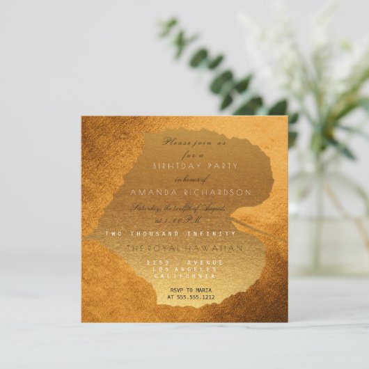 Invitation Honey Gold Automne automne Feuille d'or Anniversai (Debout devant)