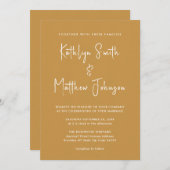 Invitation Honey Gold Modern Script Tout en un Mariage chic (Devant / Derrière)