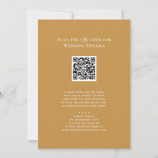 Invitation Honey Gold QR Code Tout en un Mariage moderne (Dos)