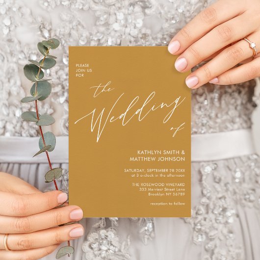 Invitation Honey Gold QR Code Tout en un Mariage moderne