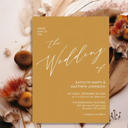 Invitation Honey Gold QR Code Tout en un Mariage moderne