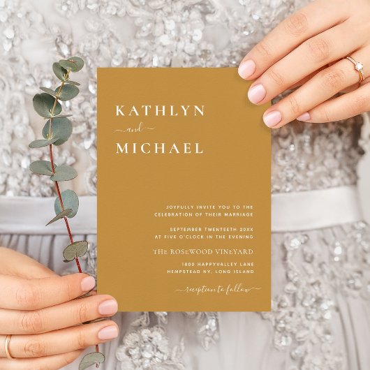 Invitation Honey Gold QR Code Tout en un Mariage moderne