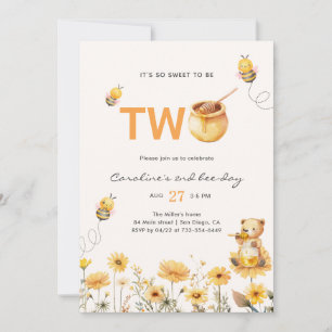 Invitation Honey Teddy Bear 2e Jour de l'abeille Anniversaire