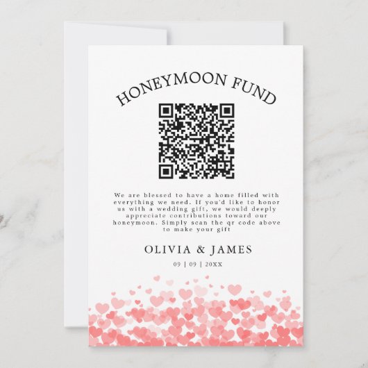 Invitation Honeymoon Fund QR Code Sign, Wedding Honeymoon (Devant)
