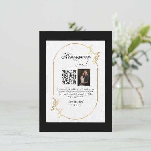 Invitation Honeymoon Fund QR Code Sign Wedding Honeymoon (Debout devant)