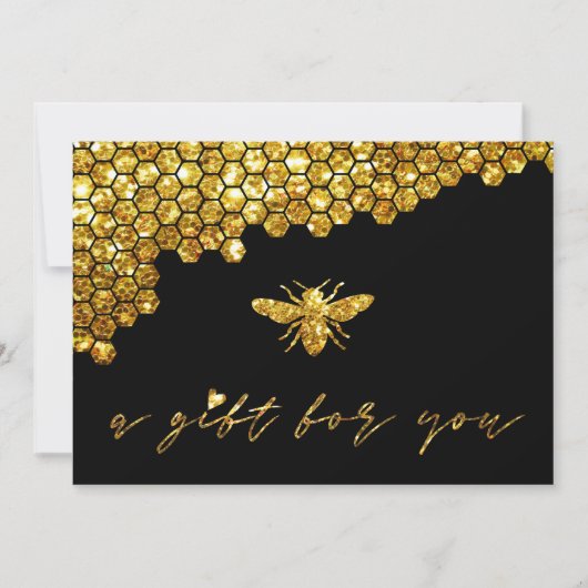 Invitation honeypeb faux or parties scintillant abeille certi (Devant)