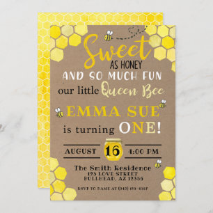 Invitation Honeypeb Queen Bee 1er anniversaire