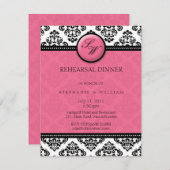 Invitation Honeysucké Damask Monogram Rehearsal Dinner Card (Devant / Derrière)