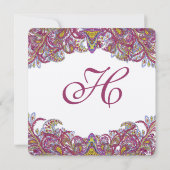 Invitation Honeysuckle Pink Peacock Paisley Mariage Invitatio (Dos)