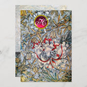 Invitation HONEYSUCKLE Rouge Rubis Monogramme Champagne Metal (Devant / Derrière)