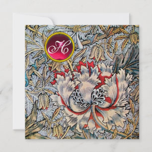 Invitation HONEYSUCKLE Rouge rubis Monogramme Or Metallic