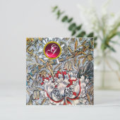 Invitation HONEYSUCKLE Rouge rubis Monogramme Or Metallic (Debout devant)